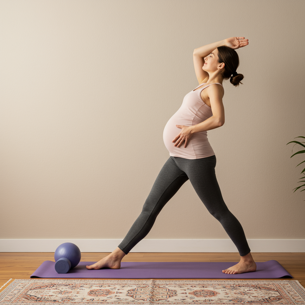 Pregnant woman safely exercising in third trimester Pregnant woman safely exercising in third trimester