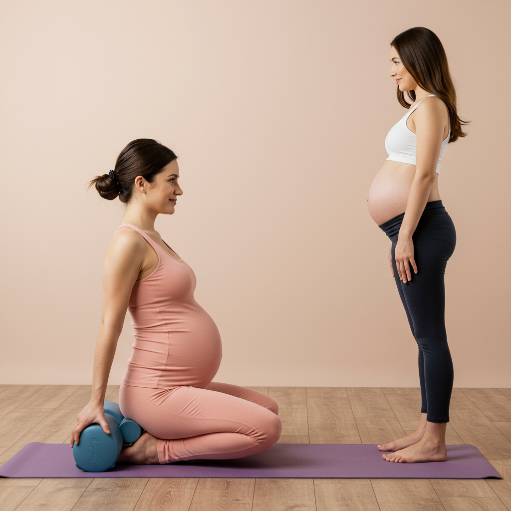 Pregnant woman safely exercising in third trimester Pregnant woman safely exercising in third trimester